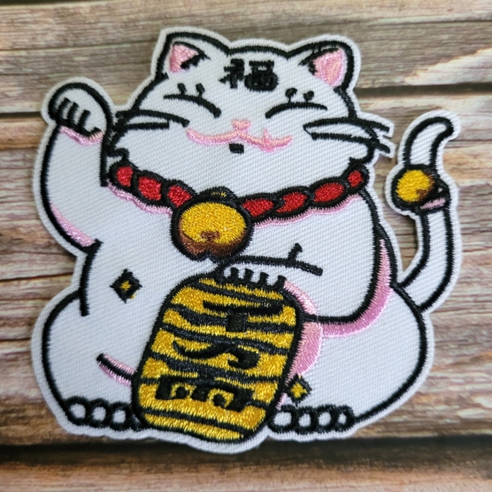 3/13$ Lucky Fat Cat Asian Good Luck Symbol Y2k Embroidered Iron on Patch.